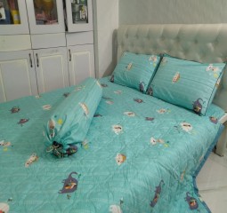 BỘ DRAP MỀN COTTON CAO CẤP  HQ412( MỀN 2X2,2M)
